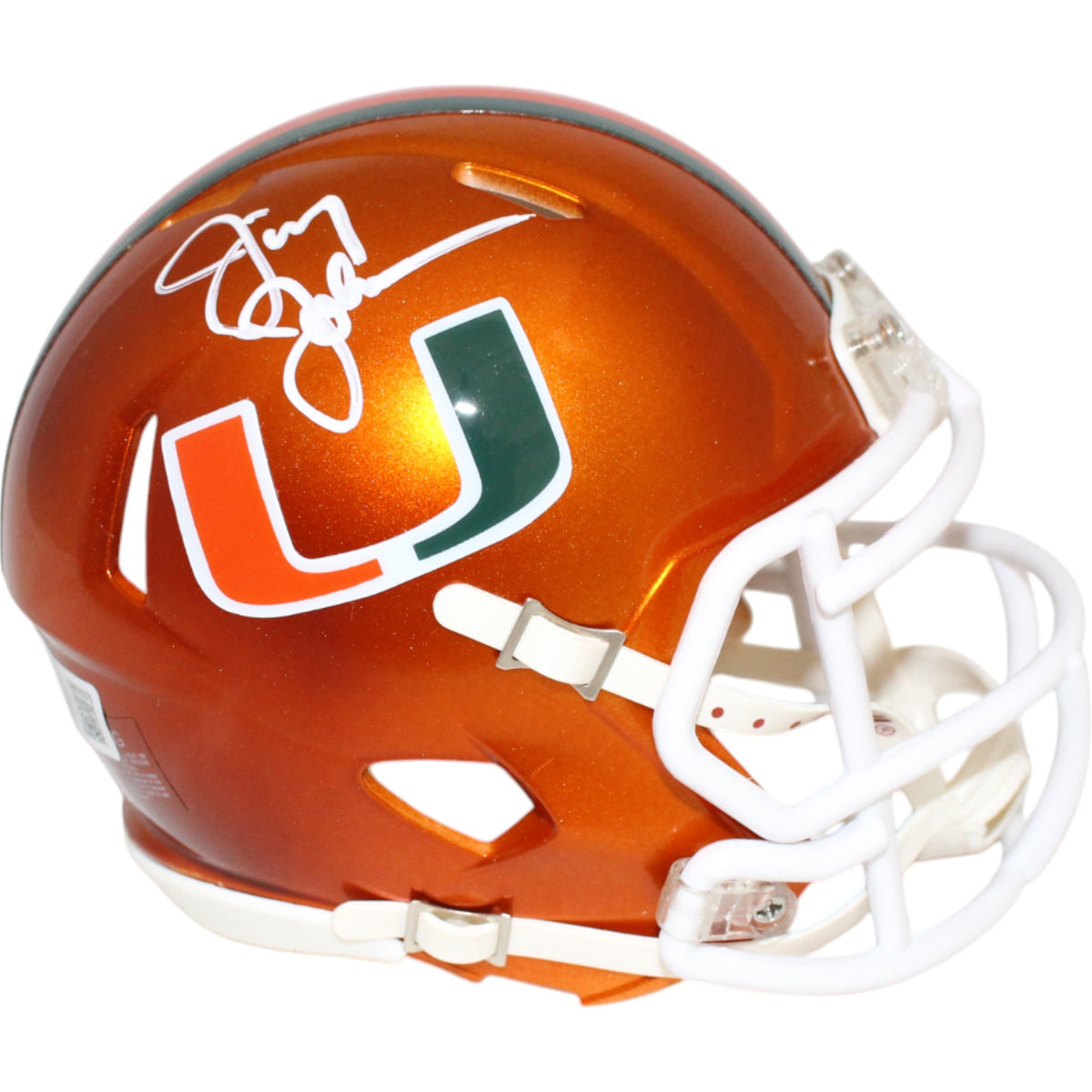 Jimmy Johnson Miami Hurricanes Signed Mini Helmet - Speed Flash Beckett Beckett-Powers Sports Memorabilia