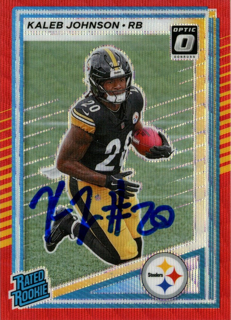 Kaleb Johnson Pittsburgh Steelers 2025 Donruss Red Optic #322 Signed Card-Powers Sports Memorabilia