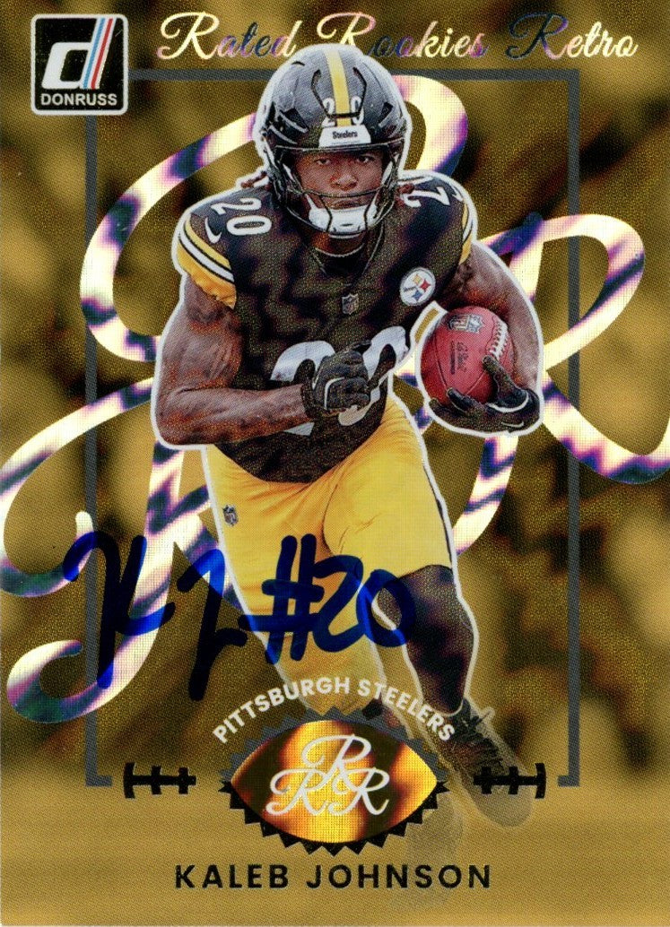 Kaleb Johnson Signed Pittsburgh Steelers 25 Donruss Rated Rookies Retro #19-Powers Sports Memorabilia