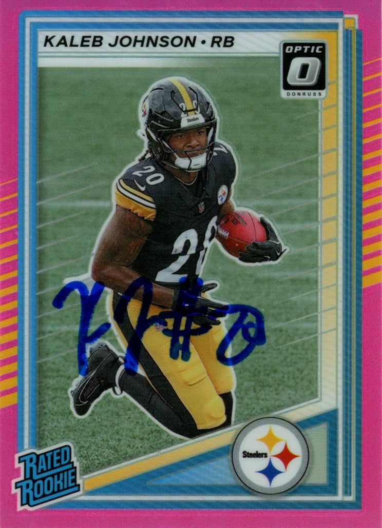 Kaleb Johnson Pittsburgh Steelers Signed Card - Steelers 25 Donruss Pink Optic #322 Beckett Beckett-Powers Sports Memorabilia