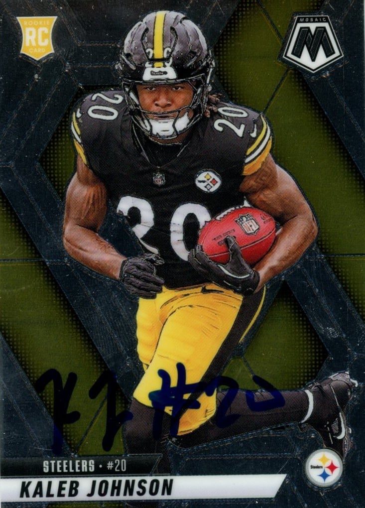 Kaleb Johnson Signed Steelers 2025 Panini Mosaic #315 Card – Beckett Authenticated-Powers Sports Memorabilia