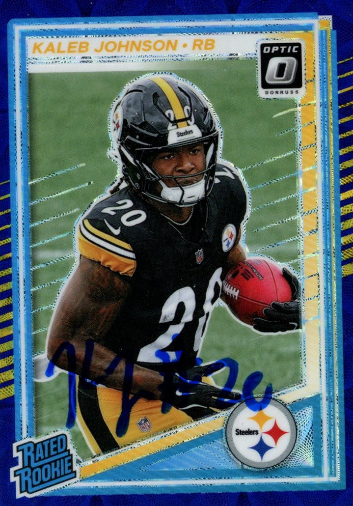 Kaleb Johnson Pittsburgh Steelers Signed Card - 2025 Donruss Optic Blue Scope #232 Beckett Beckett-Powers Sports Memorabilia