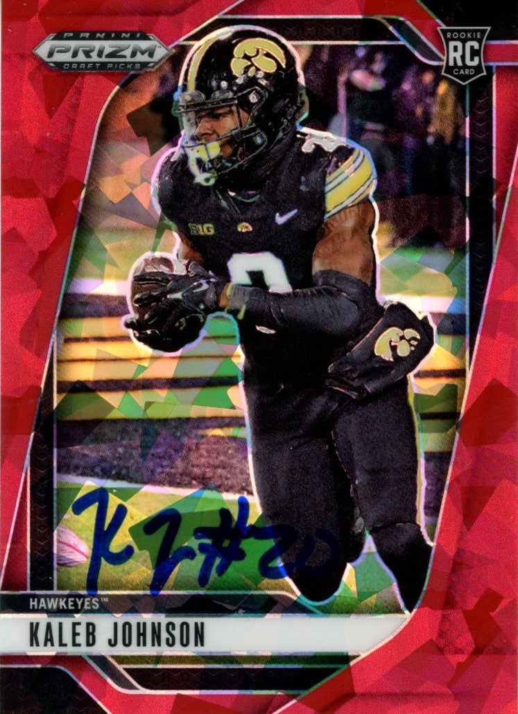 Kaleb Johnson Iowa Hawkeyes Signed Card - Hawkeyes 25 Panini Prizm Red Ice #38 Beckett Beckett-Powers Sports Memorabilia