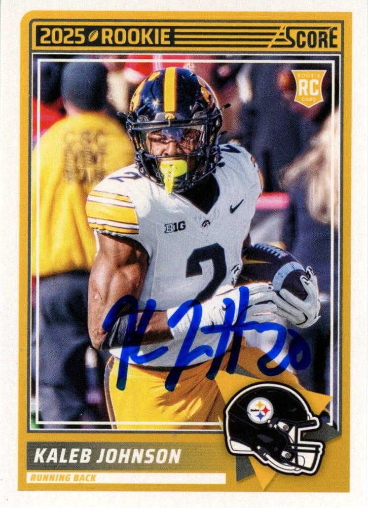 Kaleb Johnson Signed Pittsburgh Steelers 2025 Score #12 Card – Beckett Authenticated-Powers Sports Memorabilia