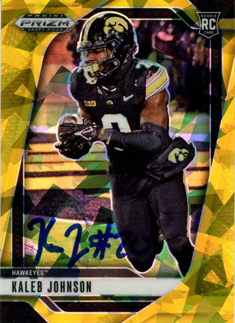 Kaleb Johnson 2025 Panini Prizm yellow Ice #38 Signed Card-Powers Sports Memorabilia