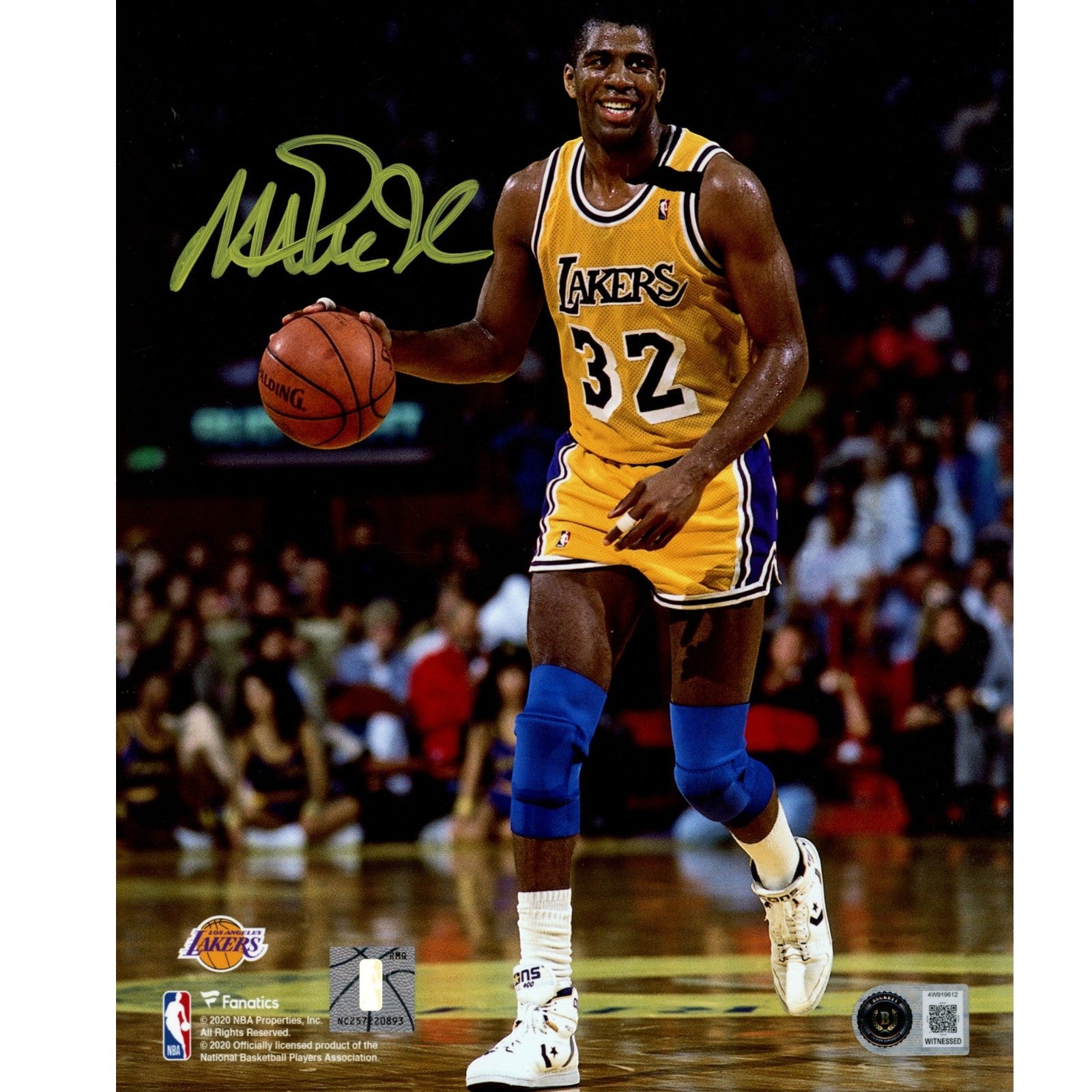 Magic Johnson Los Angeles Lakers Signed 8x10 Photo Beckett WIT 58486 Beckett-Powers Sports Memorabilia
