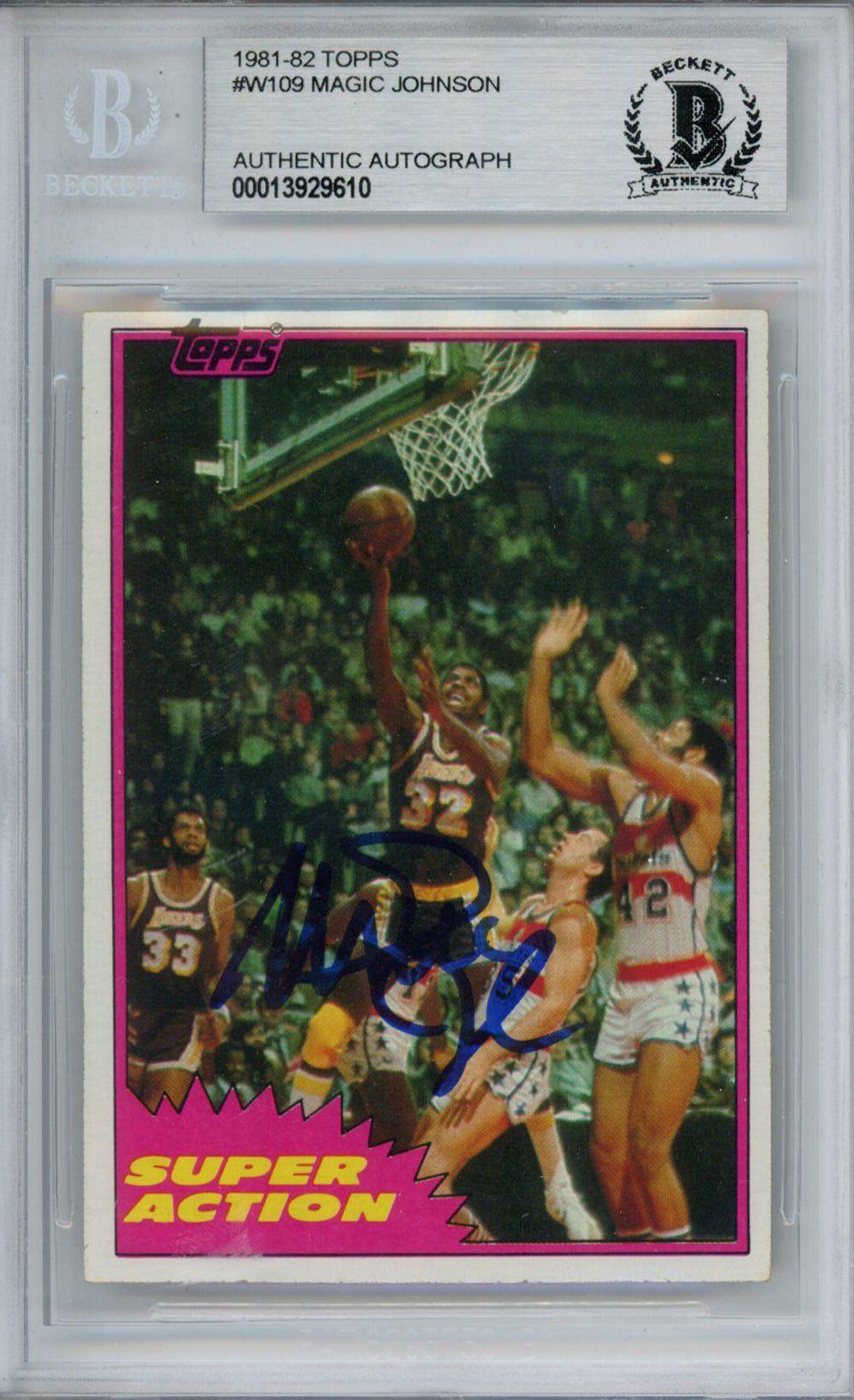 Magic Johnson Los Angeles Lakers Signed Card - 1981-82 Topps #W109 Beckett Slab Beckett-Powers Sports Memorabilia