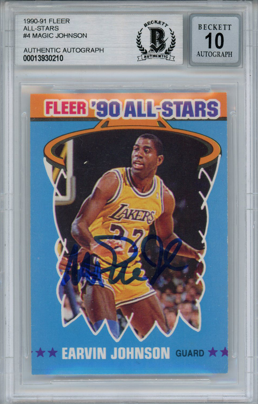 Magic Johnson 1990-91 Fleer All Stars #4 Trading Signed Card Beckett 10 Slab Beckett-Powers Sports Memorabilia