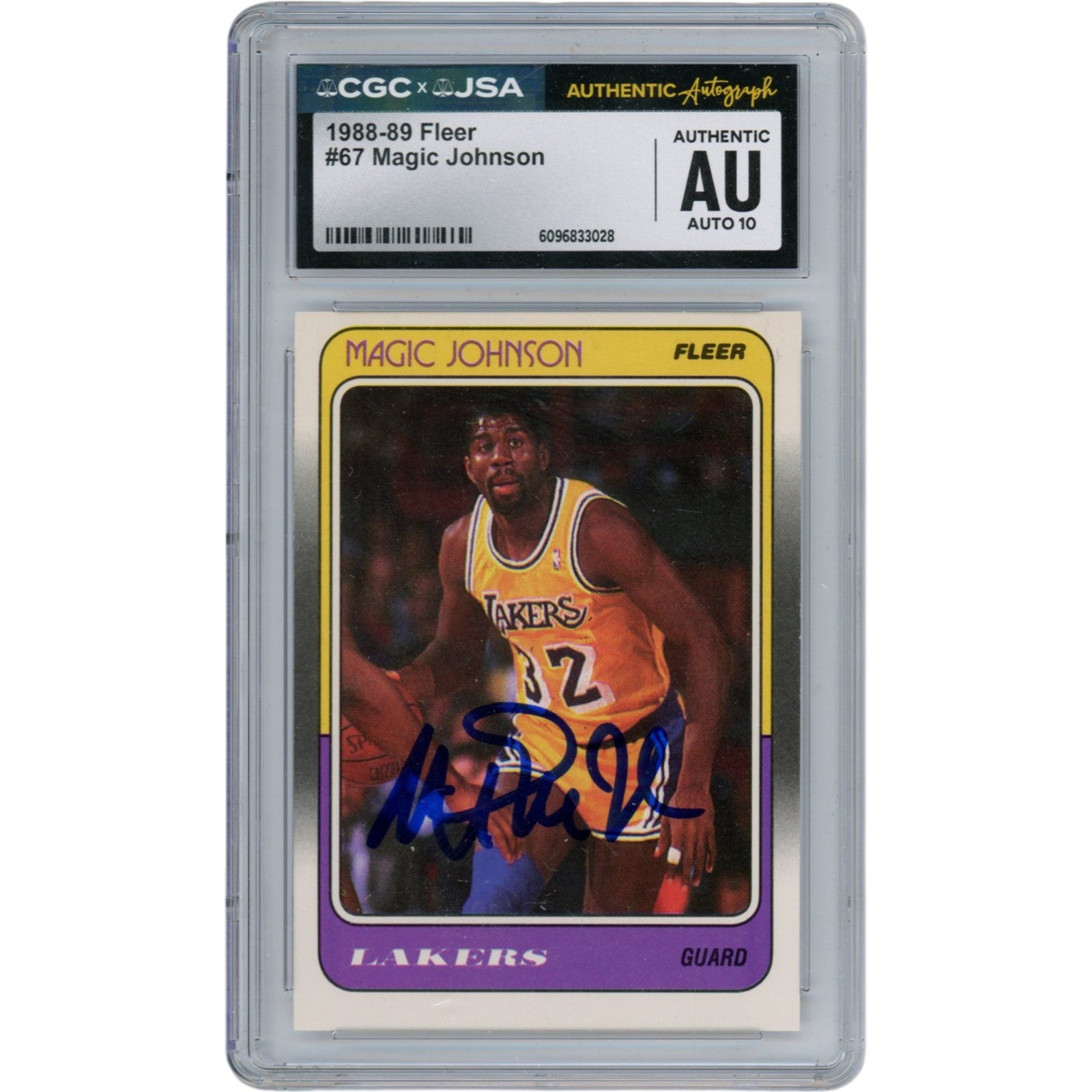 Magic Johnson Los Angeles Lakers 88 Fleer Trading Signed Card-Powers Sports Memorabilia