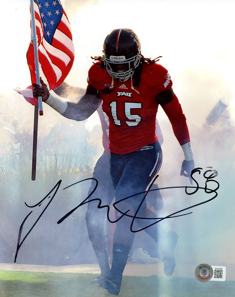 Randall Johnson Florida Atlantic Owls Signed 8x10 Photo - Beckett Beckett-Powers Sports Memorabilia