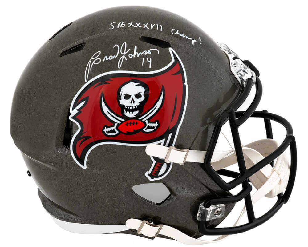Brad Johnson Autographed Tampa Bay Buccaneers Riddell Full Size Speed Replica Helmet with SB XXXVII Champs-Powers Sports Memorabilia