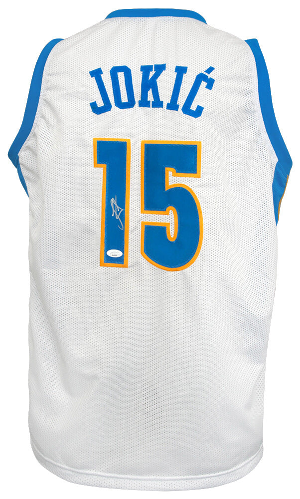 Nikola Jokic Autographed White 'The Joker' Custom Basketball Jersey JSA-Powers Sports Memorabilia