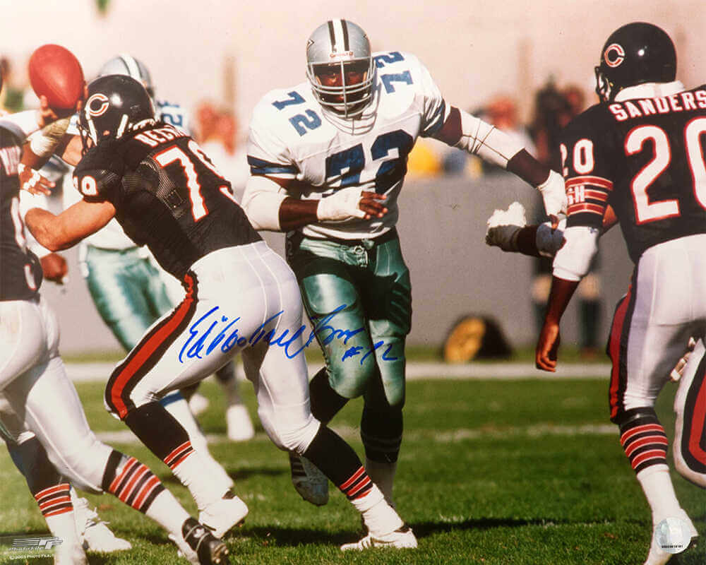 Ed 'Too Tall' Jones Autographed Dallas Cowboys Action vs Bears 16x20 Photo-Powers Sports Memorabilia