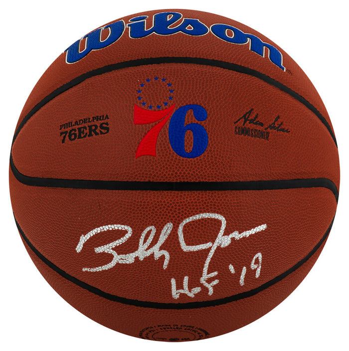 Bobby Jones Autographed Philadelphia 76ers Logo Wilson NBA Basketball with HOF'19-Powers Sports Memorabilia