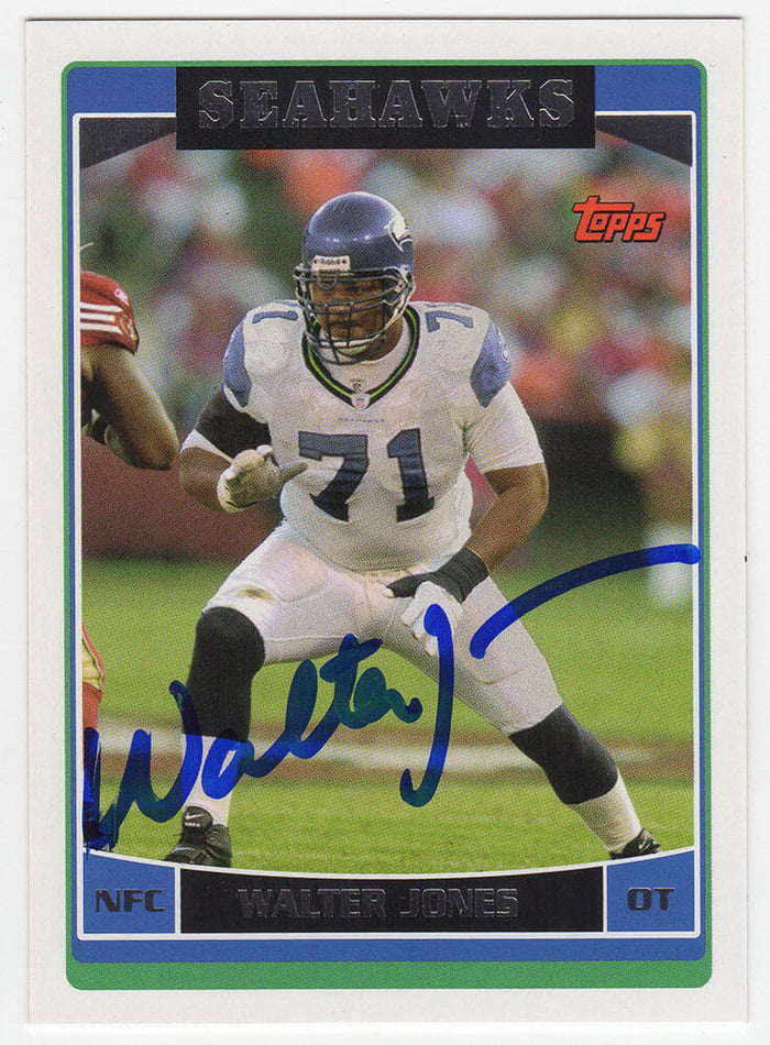 Walter Jones Autographed Seattle Seahawks 2006 Topps Football Card #15-Powers Sports Memorabilia