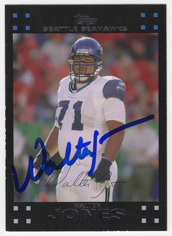 Walter Jones Seattle Seahawks Autographed 2007 Topps Football Card #285-Powers Sports Memorabilia