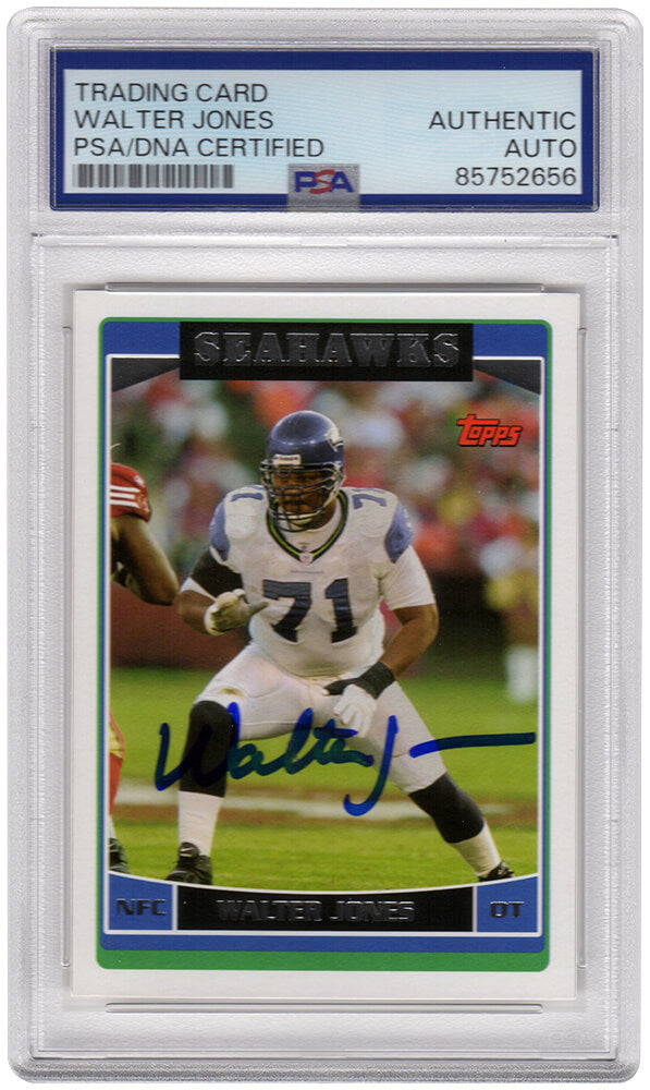 Walter Jones Autographed Seattle Seahawks 2006 Topps Football Card #15 - (PSA Encapsulated)-Powers Sports Memorabilia
