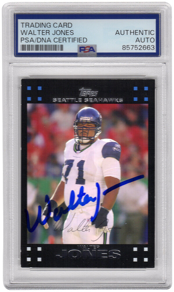 Walter Jones Autographed Seattle Seahawks 2007 Topps Football Card #285 - (PSA Encapsulated)-Powers Sports Memorabilia