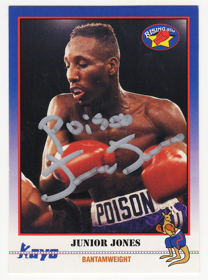 Junior Jones Autographed 1991 Kayo Boxing Trading Card #231 with Poison-Powers Sports Memorabilia