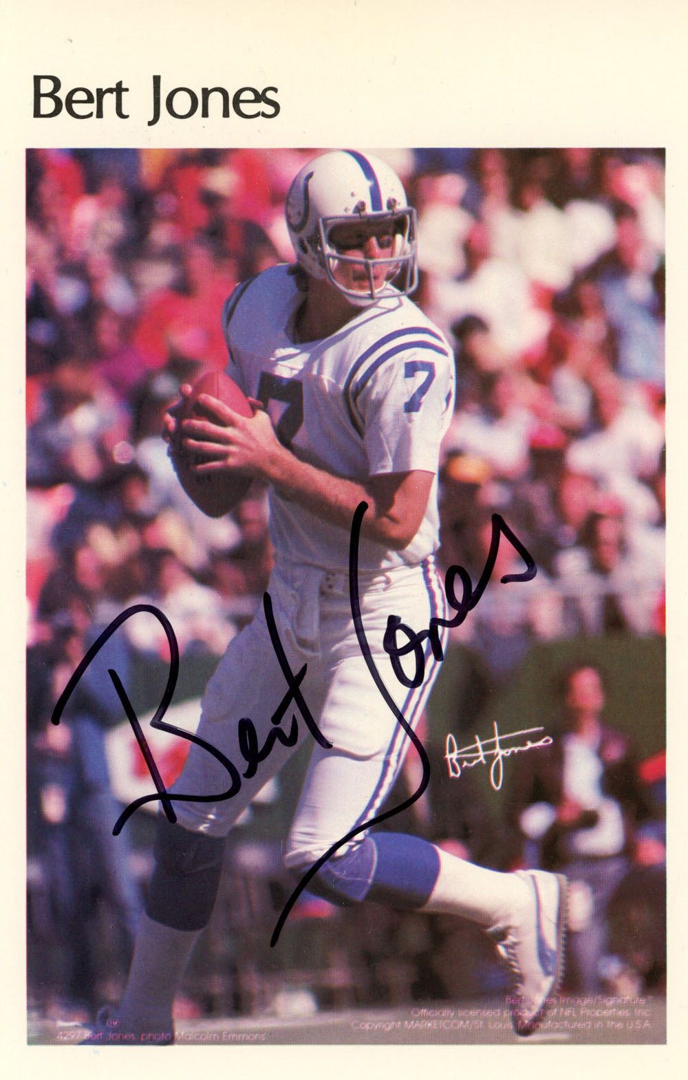 Bert Jones Baltimore Colts Mini Signed Poster 14/50-Powers Sports Memorabilia
