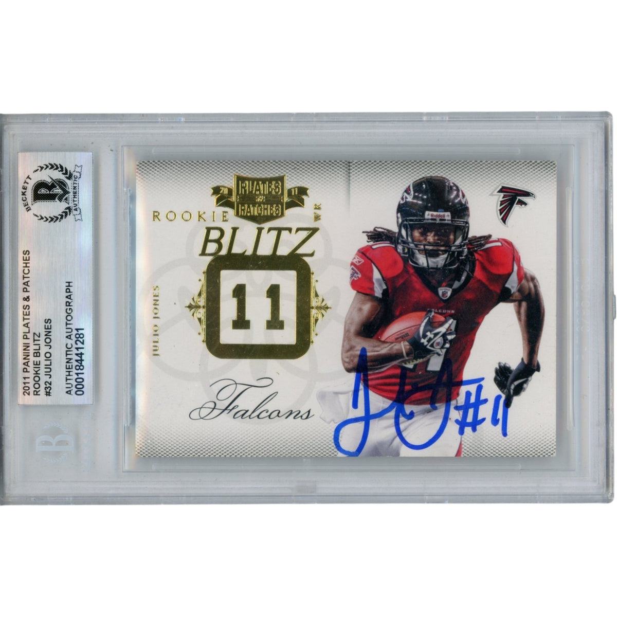 Julio Jones Atlanta Falcons Signed Card - 2011 Panini Plates Patches Rookie /249 Beckett Beckett-Powers Sports Memorabilia