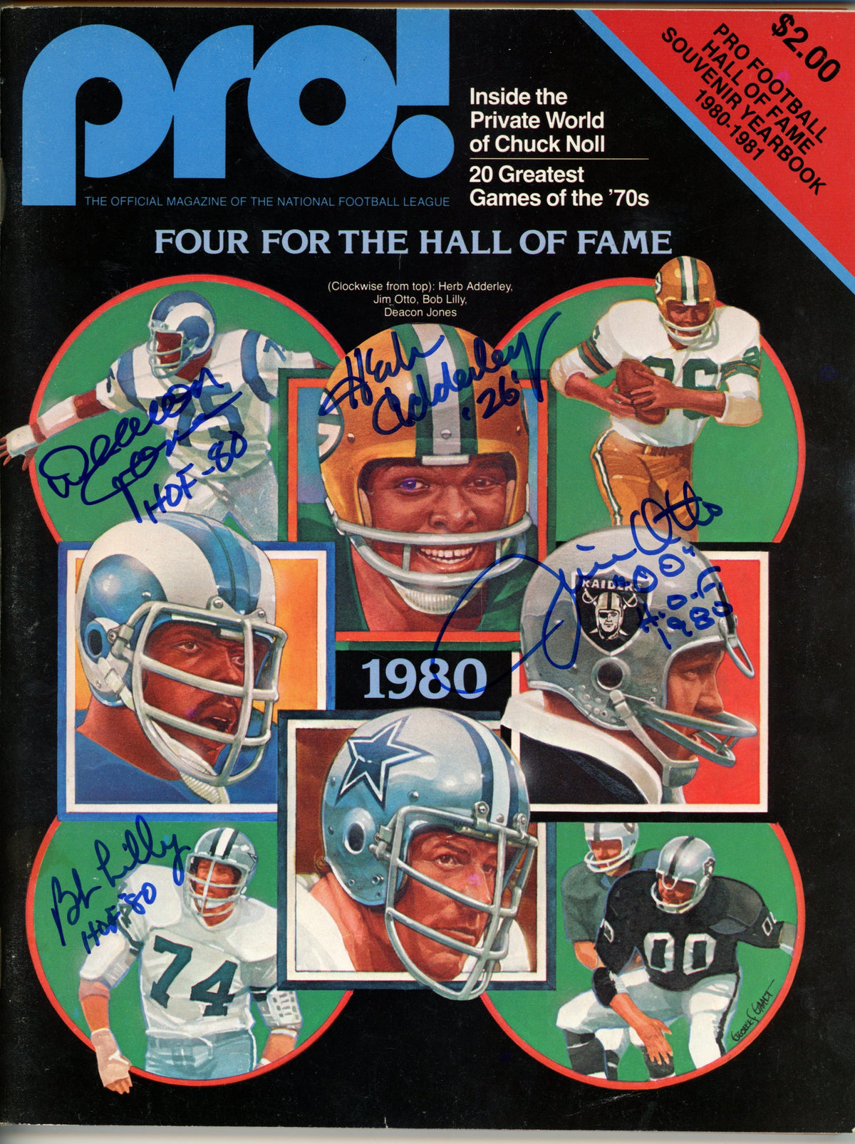 Deacon Jones Jim Otto Herb Adderley Lilly Hall of Fame Signed Magazine - Magazine JSA JSA-Powers Sports Memorabilia