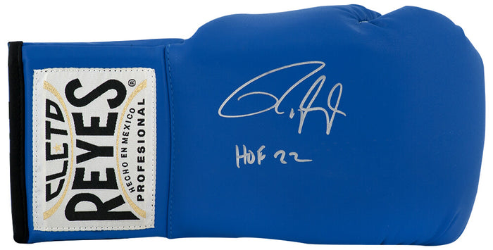 Roy Jones Jr. Autographed Cleto Reyes Blue Boxing Glove with HOF'22-Powers Sports Memorabilia