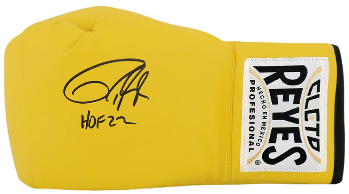 Roy Jones Jr. Autographed Cleto Reyes Yellow Boxing Glove with HOF'22-Powers Sports Memorabilia