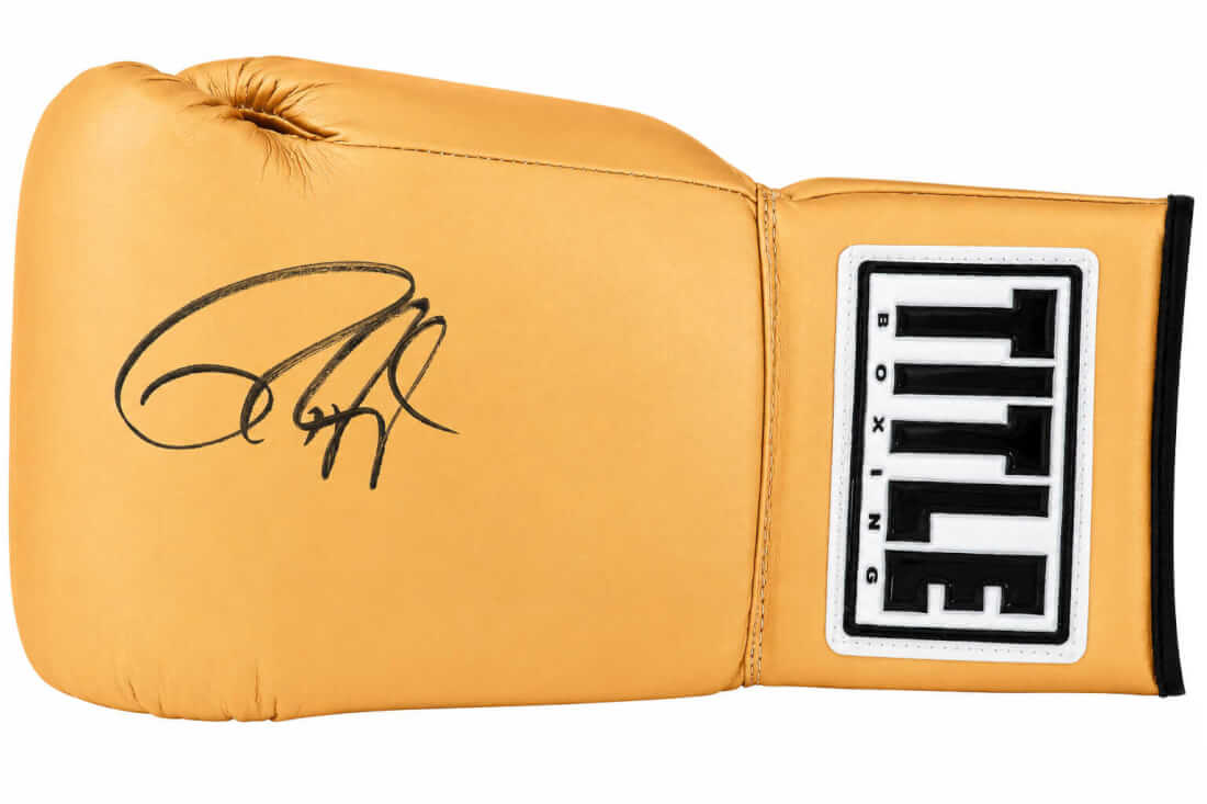 Roy Jones Jr. Autographed Title Gold Full Size Boxing Glove-Powers Sports Memorabilia