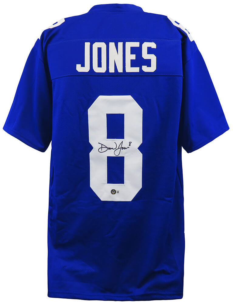 Daniel Jones Autographed Blue Custom Football Jersey-Powers Sports Memorabilia