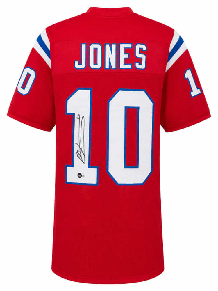 Mac Jones Autographed Red Custom Football Jersey - (Beckett)-Powers Sports Memorabilia