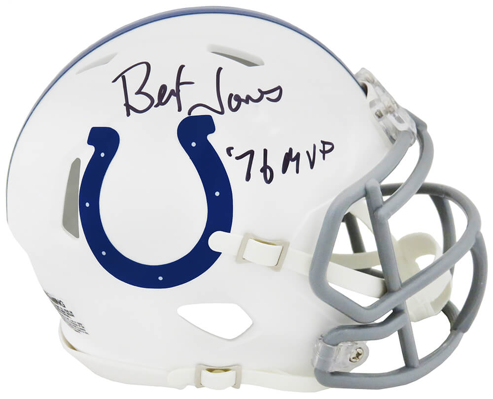 Bert Jones Autographed Colts White Speed Mini Helmet with 76 MVP-Powers Sports Memorabilia