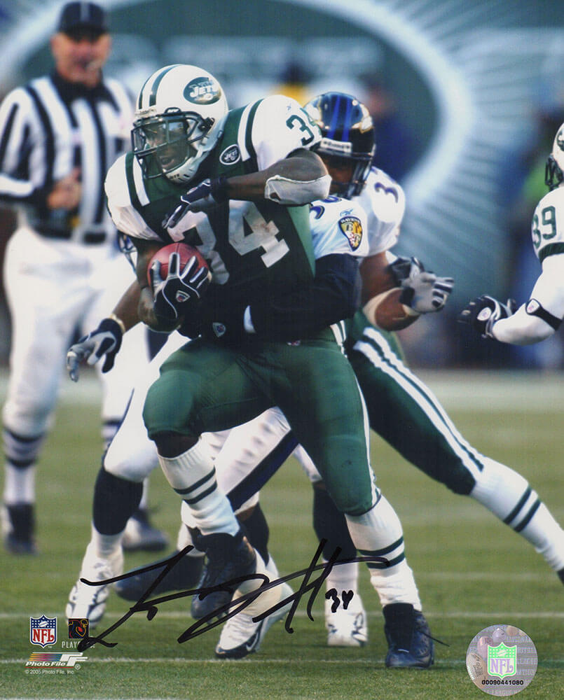Lamont Jordan Autographed New York Jets Green Jersey Action 8x10 Photo-Powers Sports Memorabilia