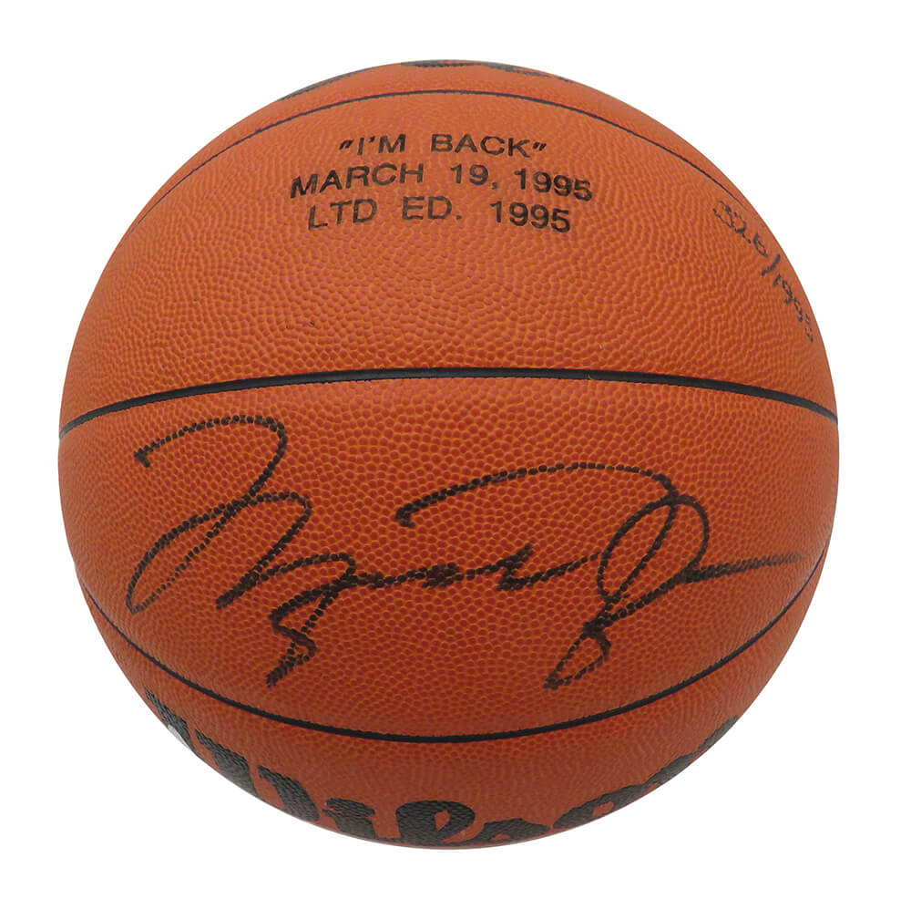 Michael Jordan Autographed Wilson Jet "I'm Back March 19, 1995" Engraved Basketball (LE #326/1995) (UDA)-Powers Sports Memorabilia