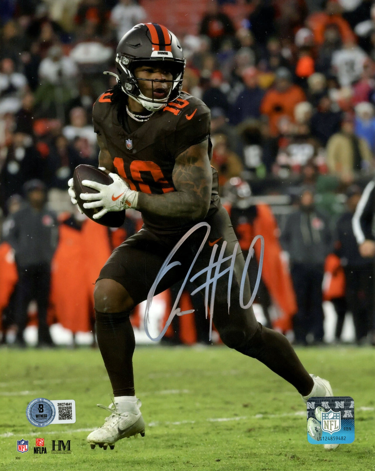 Quinshon Judkins Signed Cleveland Browns 8x10 Photo – Beckett Witness Authenticated-Powers Sports Memorabilia