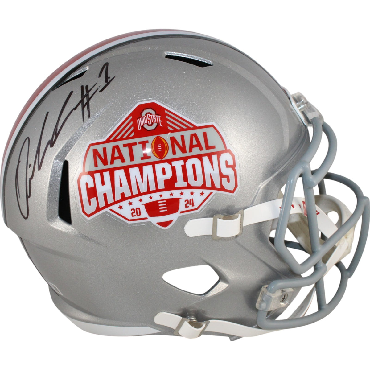 Quinshon Judkins Ohio State National Champ F/S Signed Helmet-Powers Sports Memorabilia