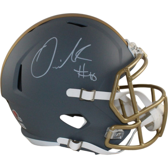 Quinshon Judkins Signed Cleveland Browns Full-Size Slate Helmet – Beckett Witness Authenticated-Powers Sports Memorabilia