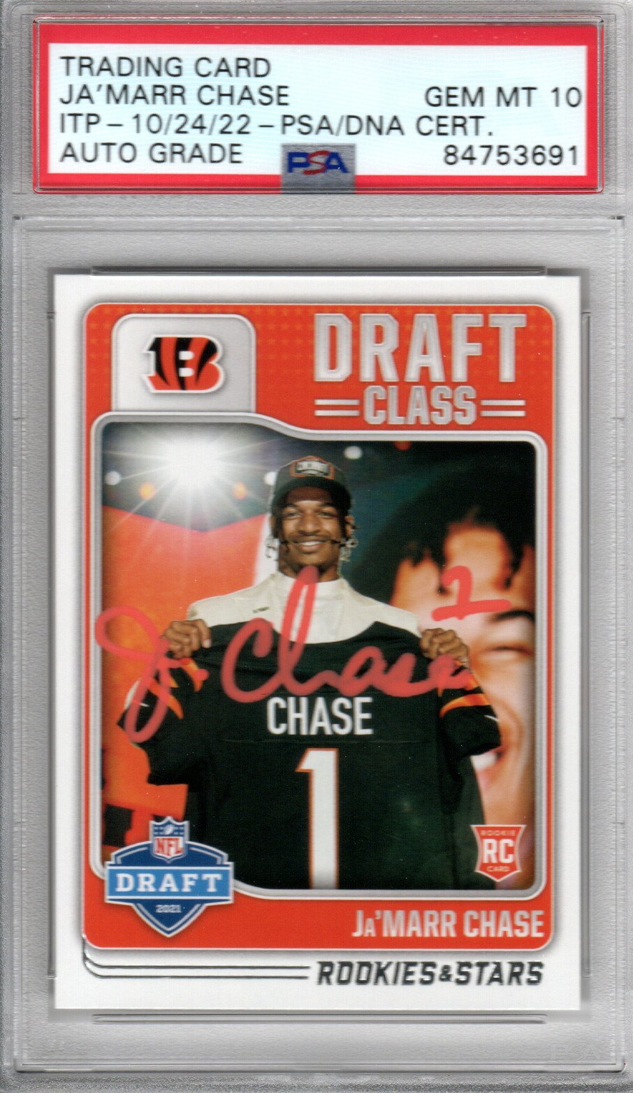Ja'Marr Chase Cincinnati Bengals Signed Encapsulated 2021 Panini Rookies & Stars #DC-5 Rookie Card - PSA GEM MT. 10-Powers Sports Memorabilia