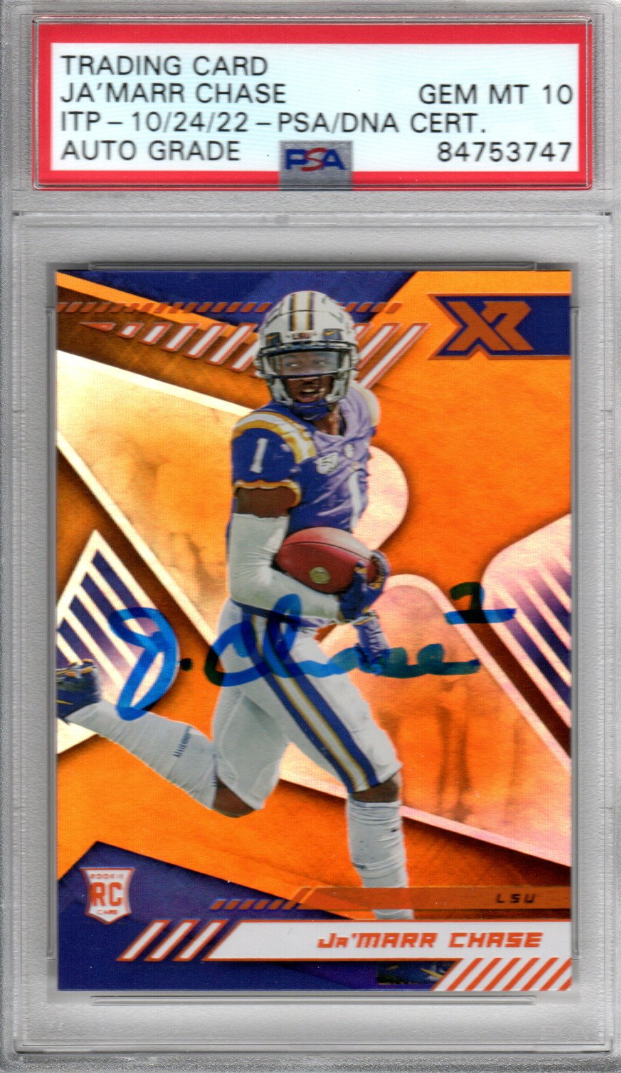Ja'Marr Chase Signed LSU Encapsulated 2021 Panini Chronicles Xr Draft Picks #183 Rookie Card - PSA GEM MT. 10-Powers Sports Memorabilia