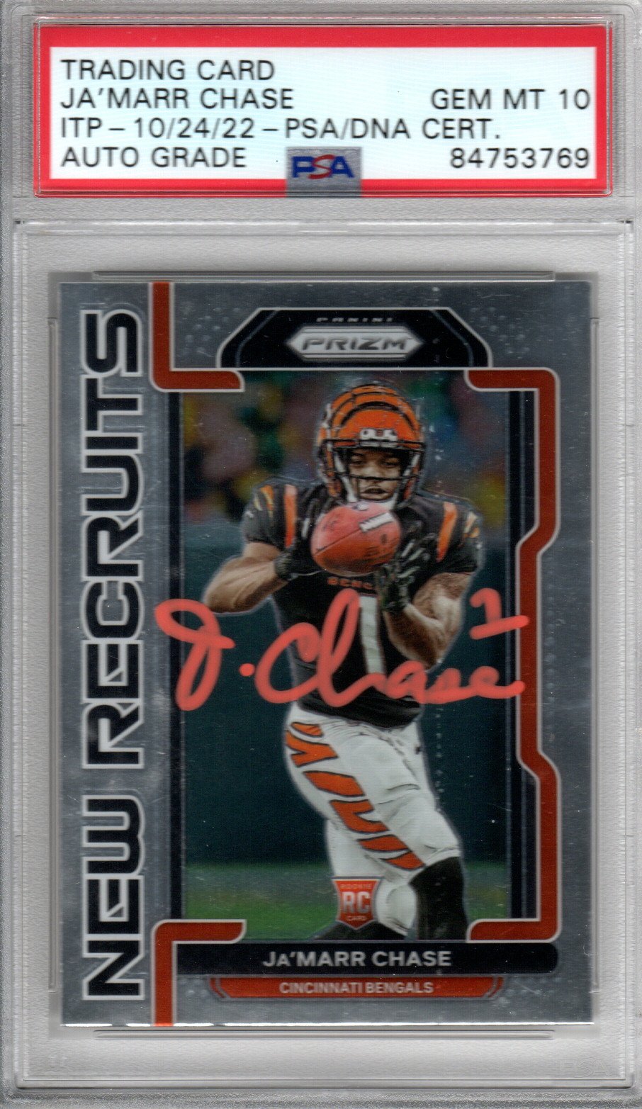 Ja'Marr Chase Cincinnati Bengals Signed Encapsulated 2021 Panini Prizm #NR-7 Rookie Card - PSA GEM MT. 10-Powers Sports Memorabilia