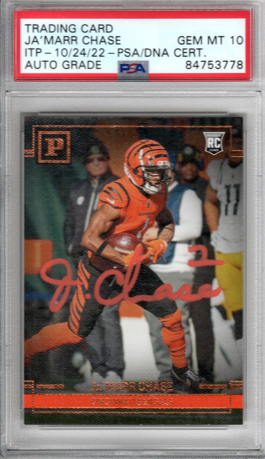 Ja'Marr Chase Cincinnati Bengals Signed Encapsulated 2021 Panini Chronicles PA-24 Rookie Card - PSA GEM MT. 10-Powers Sports Memorabilia