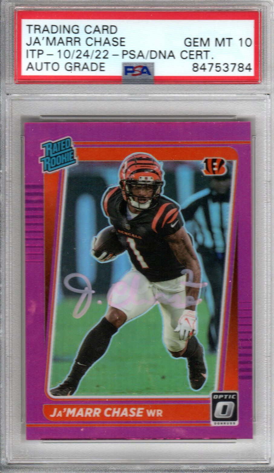 Ja'Marr Chase Signed Cincinnati Bengals Encapsulated 2021 Panini Donruss Optic #207 Rookie Card - PSA GEM MT 10-Powers Sports Memorabilia