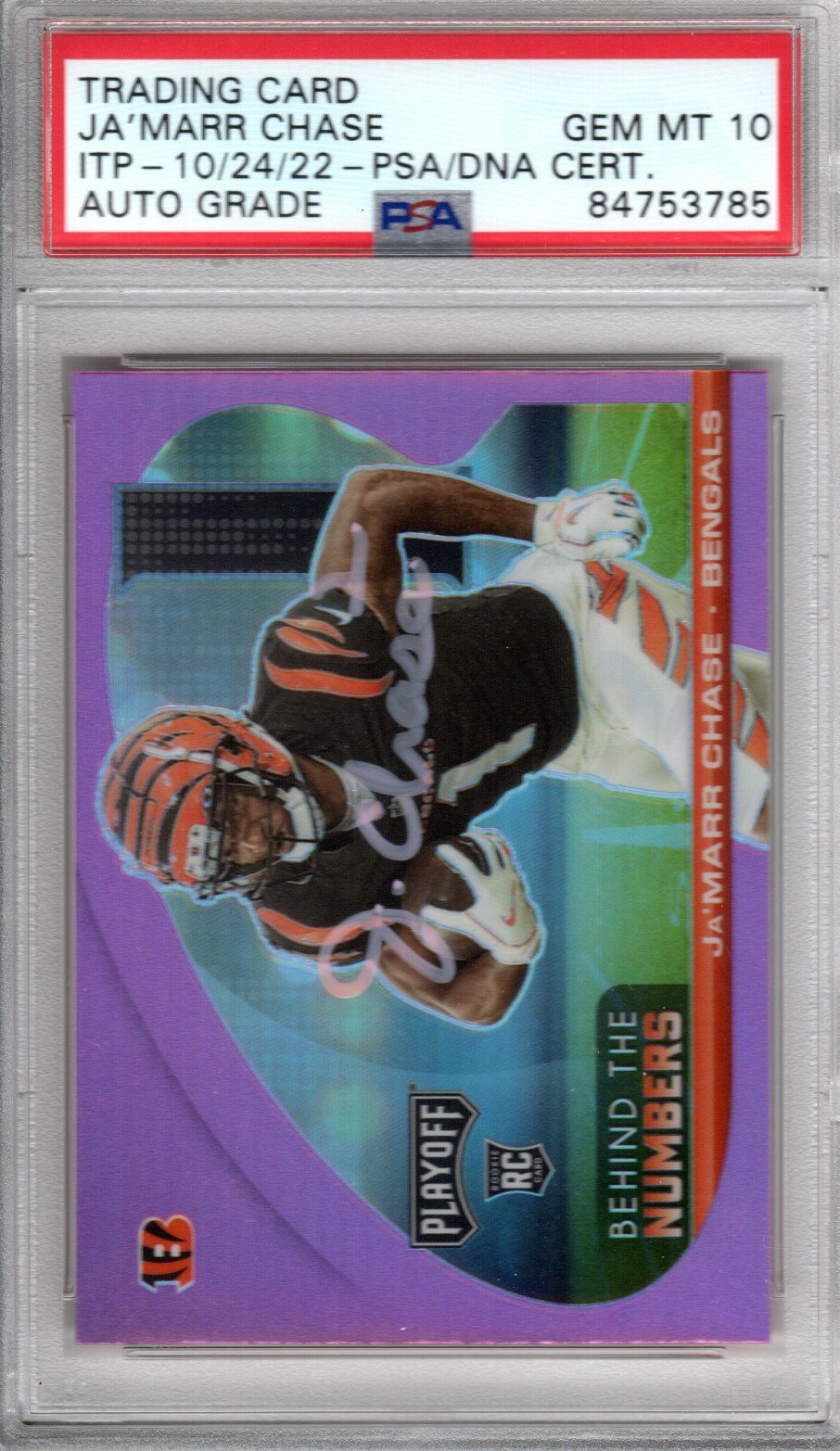 Ja'Marr Chase Cincinnati Bengals Signed Encapsulated 2021 Panini Playoff #BTN-JCH Rookie Card - PSA GEM MT. 10-Powers Sports Memorabilia