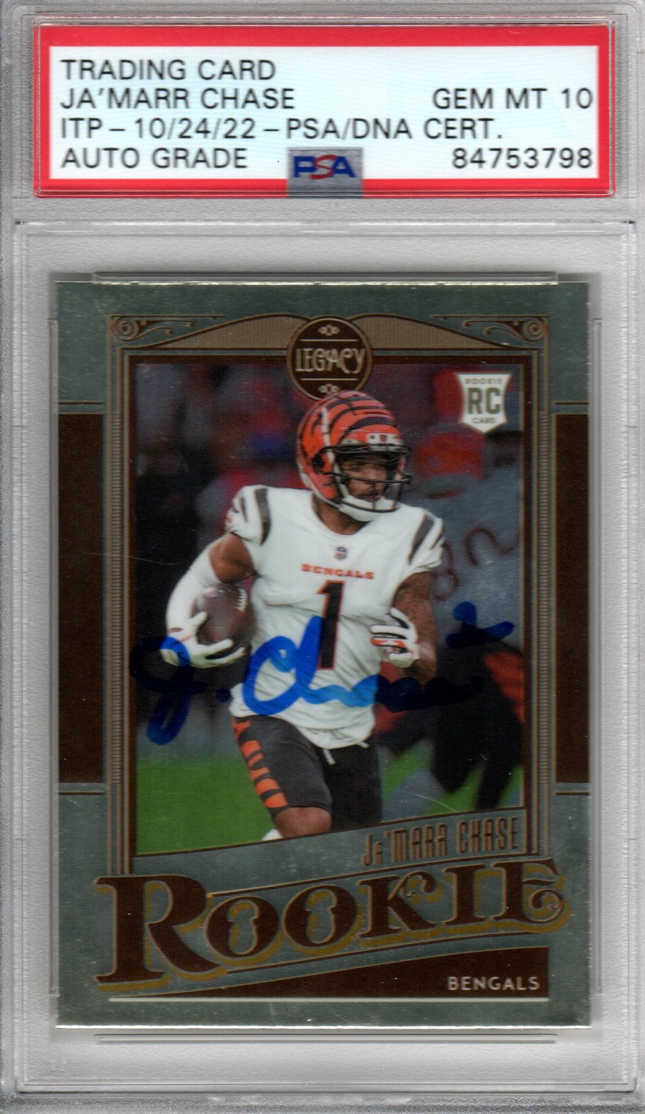 Ja'Marr Chase Cincinnati Bengals Signed Encapsulated 2021 Panini Chronicles Legacy #220 Rookie Card - PSA GEM MT. 10-Powers Sports Memorabilia