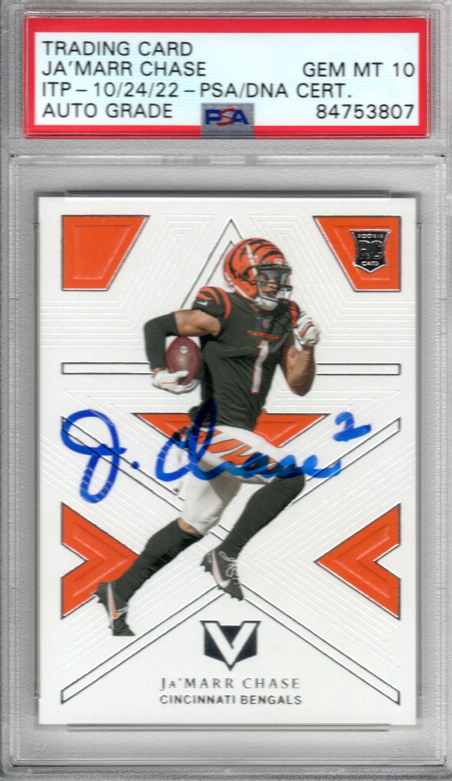 Ja'Marr Chase Cincinnati Bengals Signed Encapsulated 2021 Panini Chronicles Vertex Rookie Card - PSA GEM MT. 10-Powers Sports Memorabilia