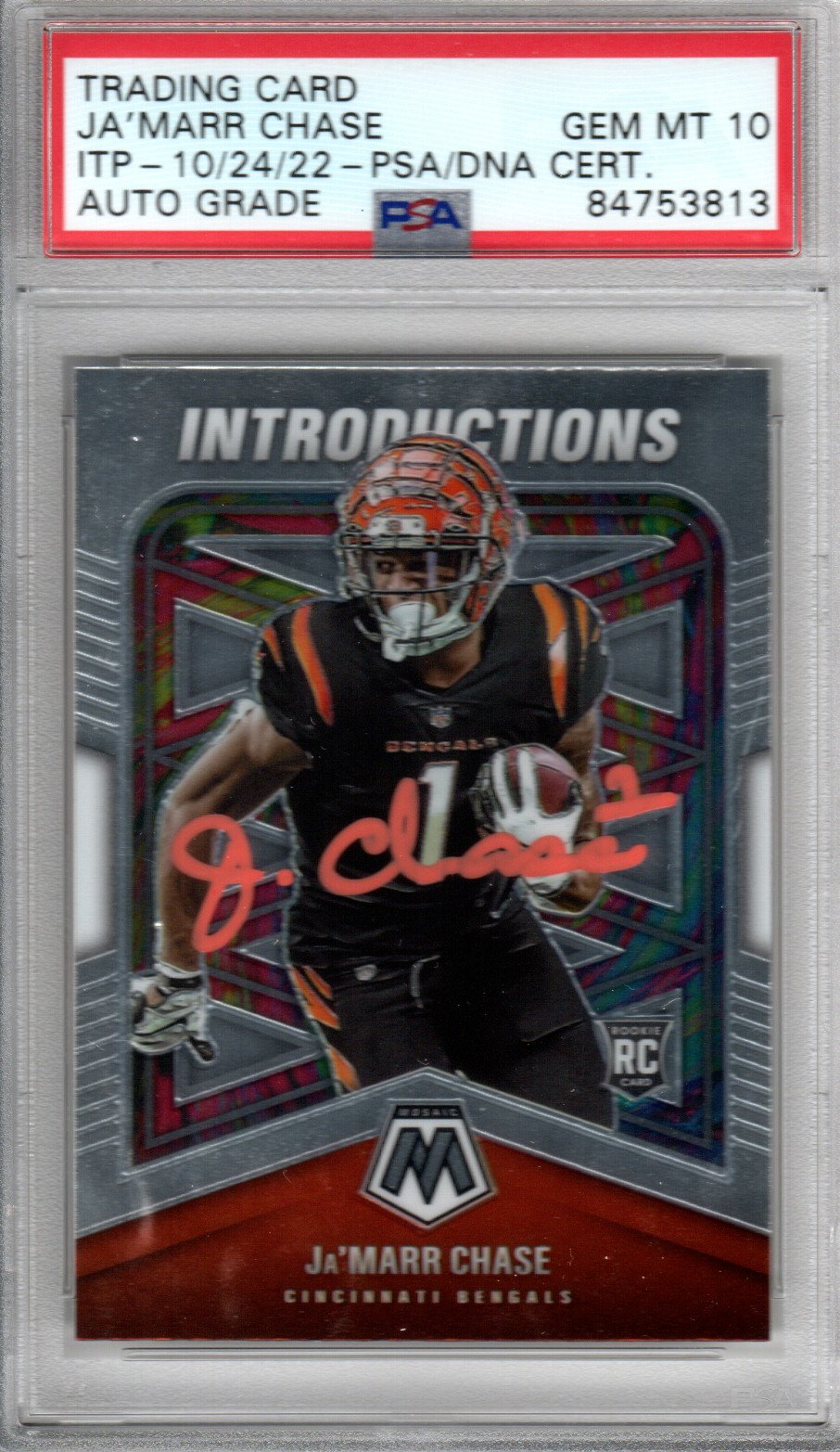 Ja'Marr Chase Cincinnati Bengals Signed Encapsulated 2021 Panini Mosaic #I-7 Rookie Card - PSA GEM MT. 10-Powers Sports Memorabilia
