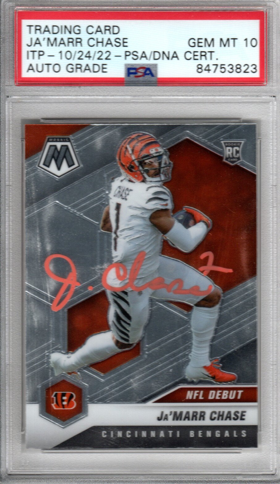 Ja'Marr Chase Cincinnati Bengals Signed Encapsulated 2021 Panini Mosaic #247 Rookie Card - PSA GEM MT. 10-Powers Sports Memorabilia