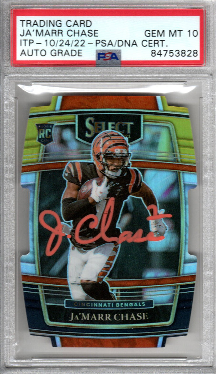 Ja'Marr Chase Cincinnati Bengals Signed Encapsulated 2021 Panini Select #47 Rookie Card - PSA GEM MT. 10-Powers Sports Memorabilia