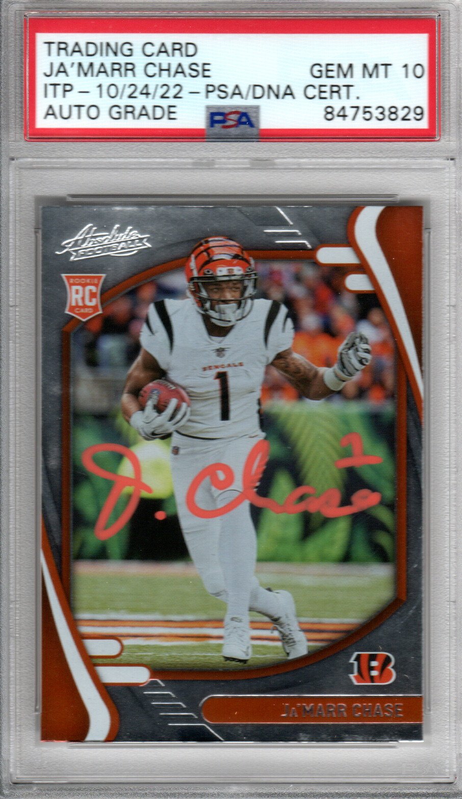 Ja'Marr Chase Cincinnati Bengals Signed Encapsulated 2021 Panini Absolute #105 Rookie Card - PSA GEM MT. 10-Powers Sports Memorabilia