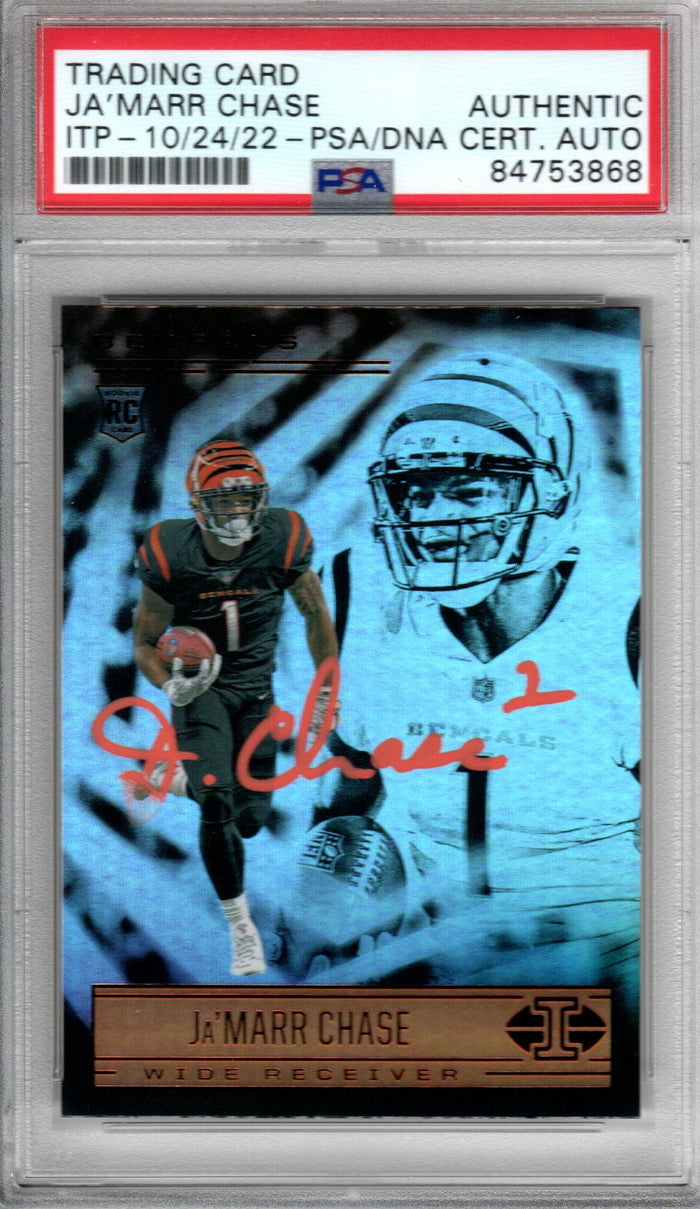 Ja'Marr Chase Signed Cincinnati Bengals Encapsulated 2021 Panini Illusions #65 Rookie Card - PSA 84753868-Powers Sports Memorabilia